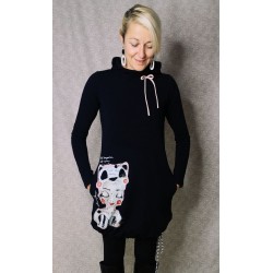 Black dress with a hood Poppy - green