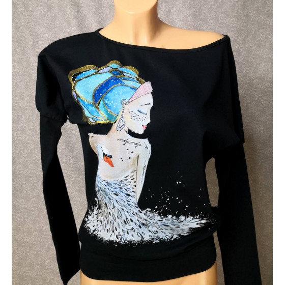 Long sleeved top Love story - black