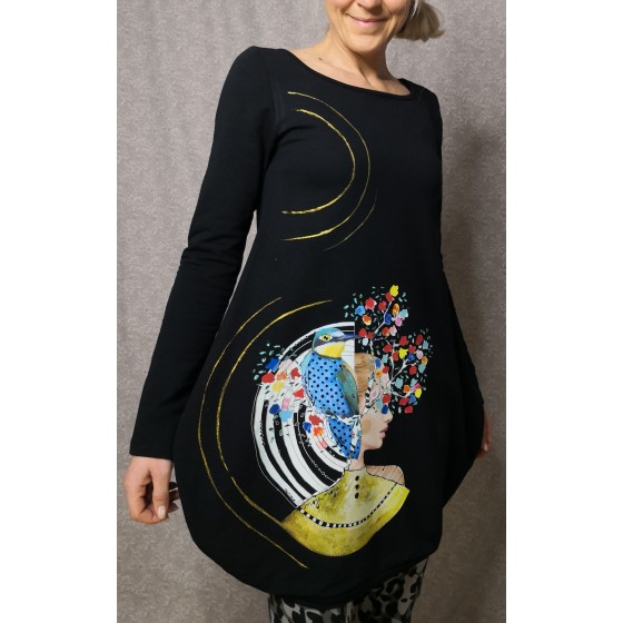 Obleka Let go - črn balonček