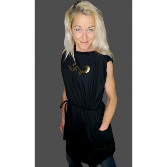 Summer dress with pocket - black