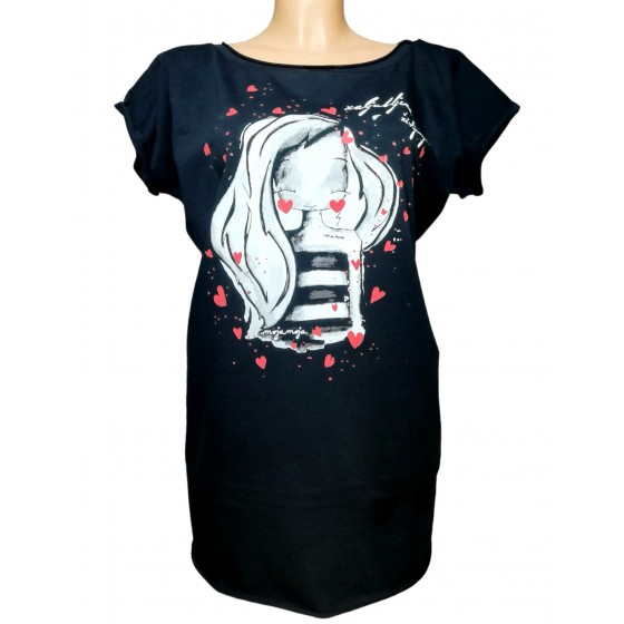 Oversized top Zaljubljena v življenje - black
