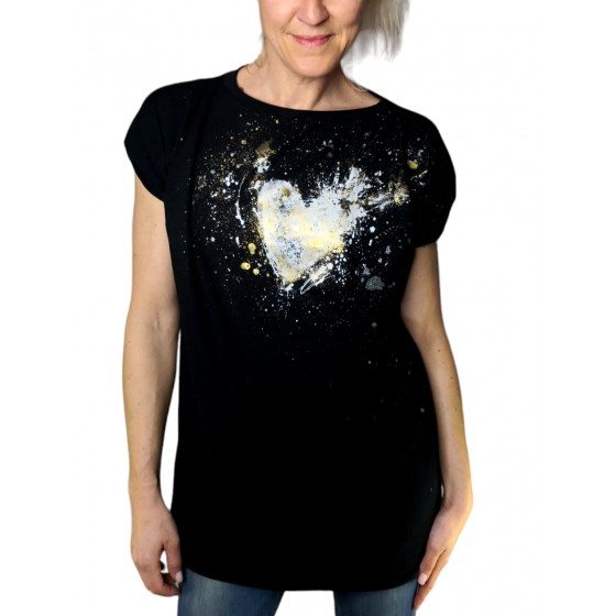 Oversized black top Zlato srce