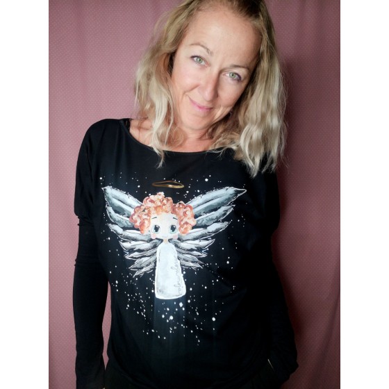 Long sleeved top Love story - black