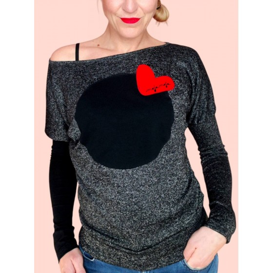 Long sleeved top Love story - black