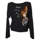 Long sleeved top Love story - black