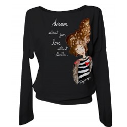 Long sleeved top Love story - black