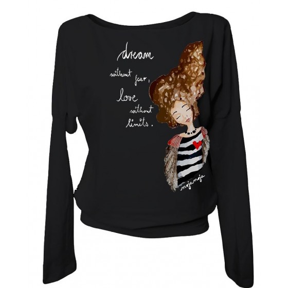 Long sleeved top Love story - black